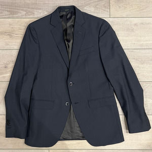 Massimo Dutti Blazer Suit Jacket Black Men's Size 46 Single Breasted Notch Lapel